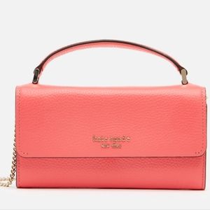 Kate Spade New York Roulette Top Handle Crossbody Bag. Peach Melba